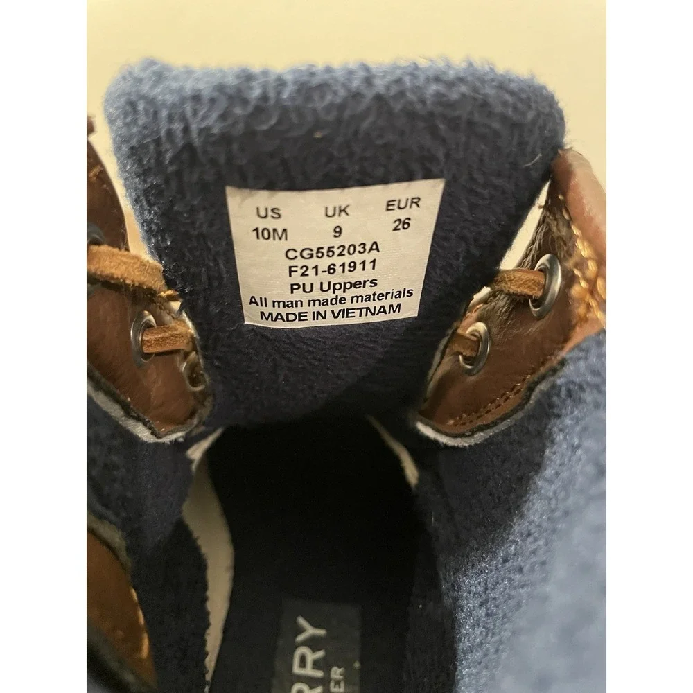 Sperry Toddler Top Sider Saltwater Blue Brown Leather‎ Waterproof Duck Boots 10M